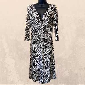 London Times Brown & White Twist Front Dress Sz 10